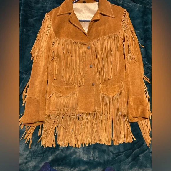 Jo O Kay Vintage Leather Fringed Jacket Coat Unisex Bohemian Western - Picture 5 of 16